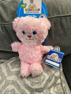 Build-A-Bear Pink Plush Bear Squeaky Dog Toy